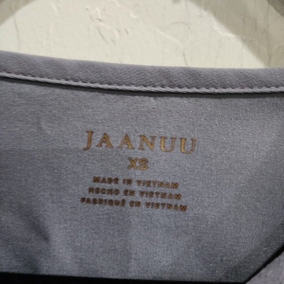 JAANUU Gray Gold Zipper tulip crossover Scrub Top 96215 xs - Picture 4 of 5